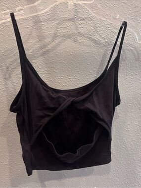 Athleta Black Ribbed Spaghetti Strap Crop Tank Top